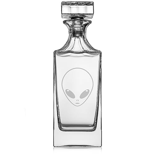 30 oz Glass Whiskey Decanter with Glass Stopper Gift Alien Head
