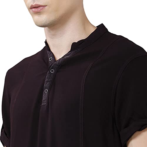 Image of Identiti Men's Cotton Solid Full Sleeve Slim Fit Shirt with Mandarin Collar