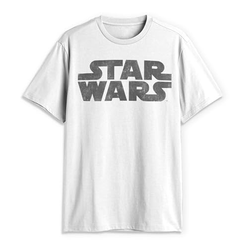 Star Wars Mens Simplest Logo Graphic Tee, White, Small