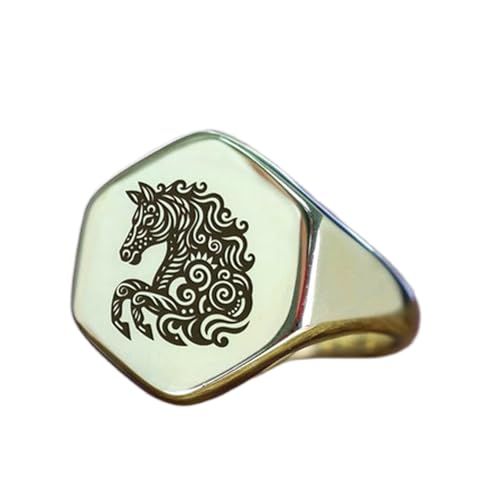 Bague cheval hexagonale argentée à porter au quotidien pour un style rétro
