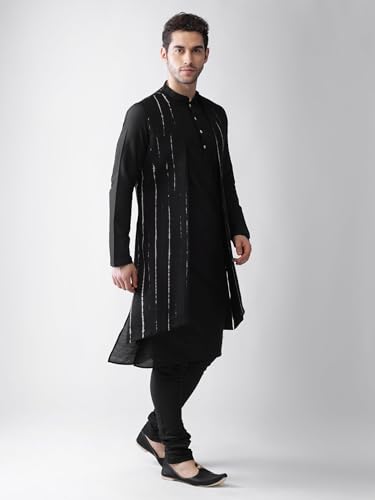 Men's Kurta, Front Open Jacket & Pajama Set-Indian Ethnic Kurta Waistcoat Pyjama Set for Weddings & Festive Occasions2