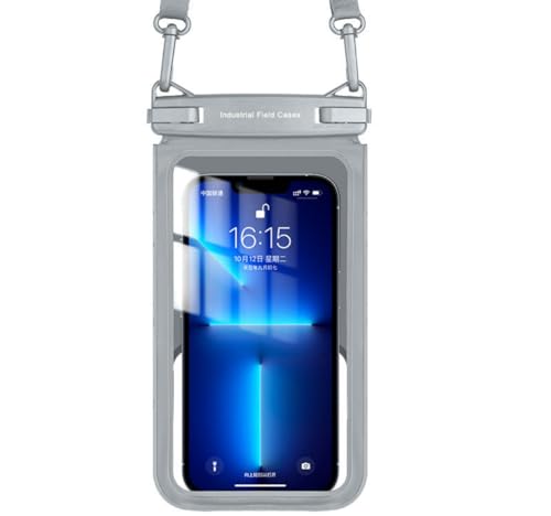 Industrial Field Cases Waterproof Phone Pouch, All Gray/Grey Pouch Cell Phone Floating Pouch with Carrying Strap (Single 7.5)