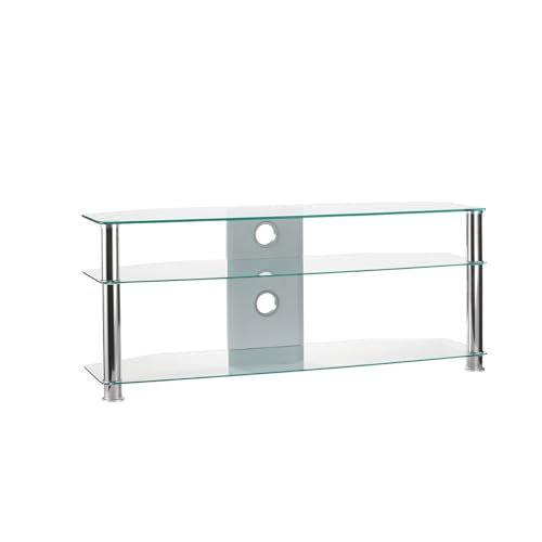 MMT Furniture Designs Ltd Mobile TV in vetro trasparente con 3 ripiani, con vano aperto per TV da 32 a 47 pollici
