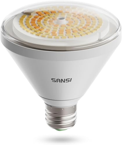 Image of SANSI 250W Equivalent LED Grow Light Bulb, BR30 24W 3000K 5000K Red 660nm Infrared 730nm Full Spectrum Grow Bulb, IP54 Waterproof Grow Light for Indoor Outdoor Plants