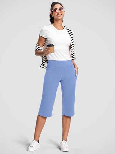 Image of ISEEGZ 15 inch / 18 inch / 21 inch / 25 inch Capri Pants for Women High Waist with Pockets Women's Capris Workout Yoga Pants Loose Straight Leg