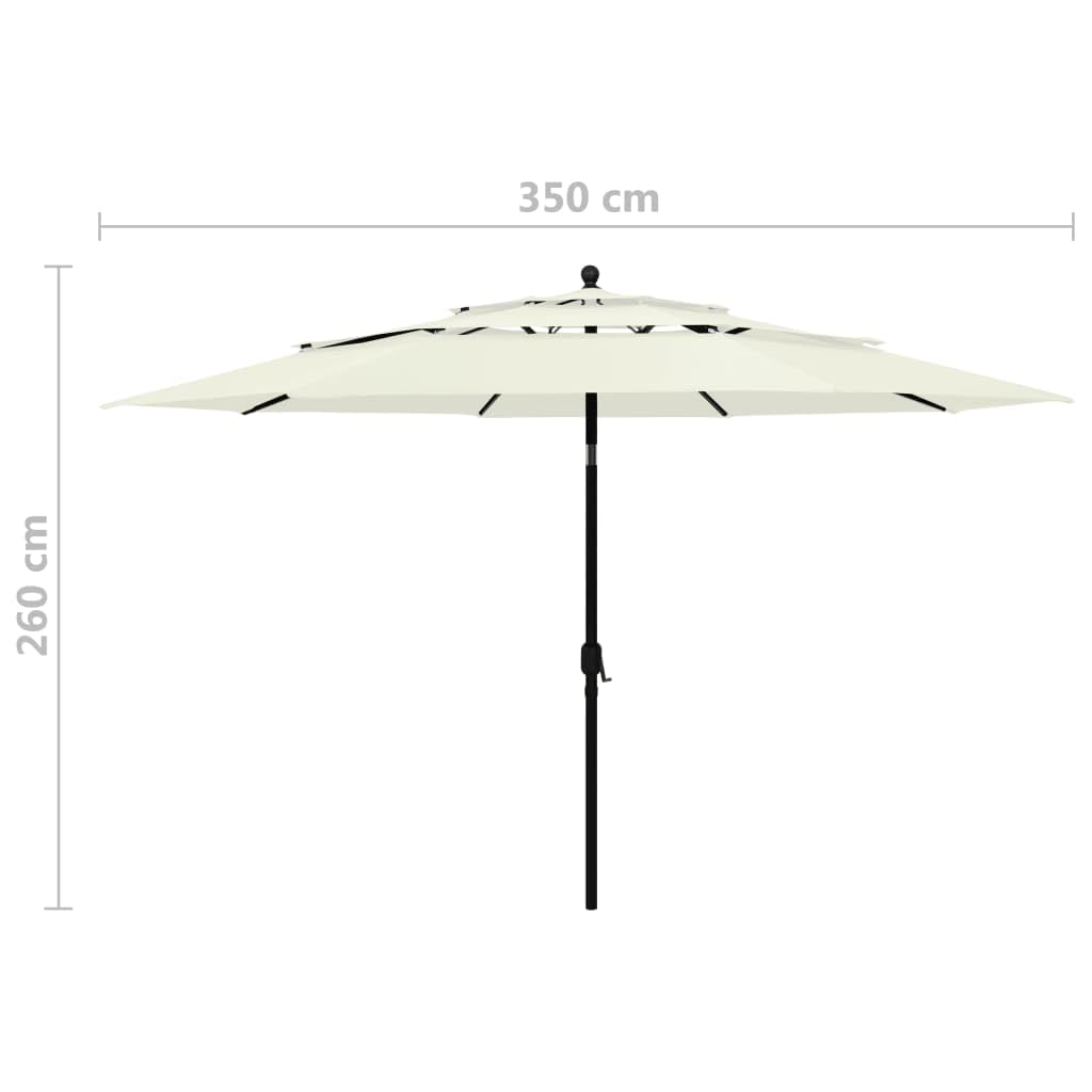 Sombrilla de Jardín 3 Niveles con Protección UV y Anti-decoloración, Plegable y Portátil para Patio Terraza, Poste y Varillas de Aluminio Estable con Cigüeñal e Inclinación