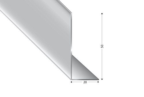 Preisvergleich Produktbild Alu-Winkel ungleischenklig, silber eloxiert,50x20x2mm, 100cm