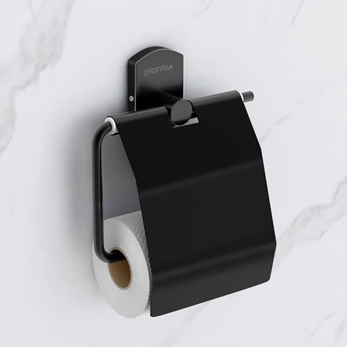 Image of Plantex 304 Grade Stainless Steel Toilet Paper Holder for Washroom /Tissue Paper Roll Holder /Bathroom Accessories - Parv (Black)