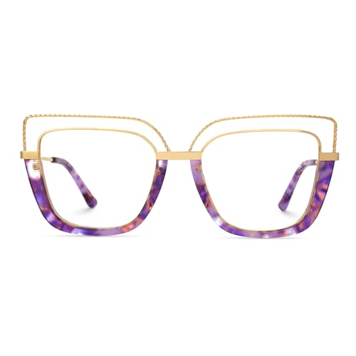Image of Zeelool Stylish Oversize Cat Eye Blue Light Glasses for Women Computer Glasses Ornella ZJGX370408-01 Purple