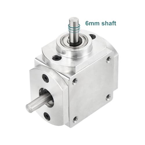 Image of uxcell Gear Box 90 Degree Right Angle Bevel Gearbox 1:1 Right Single Output Shaft 1 Module 20 Teeth Bevel Gear Aluminum Frame Simple Mechanical DIY Module 6mm Shaft,66x66x30mm(LxWxH)
