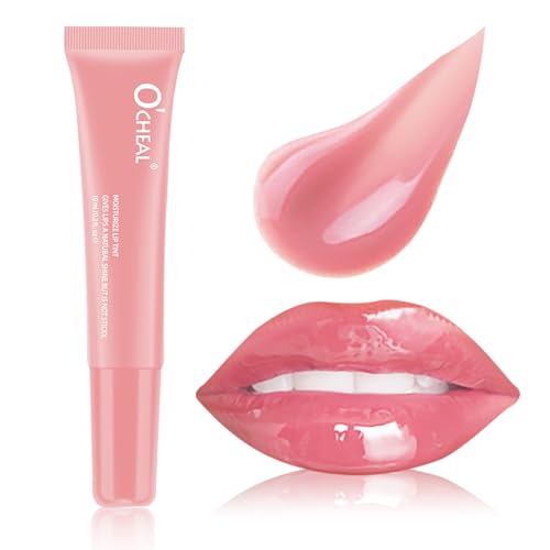 O'CHEAL Lip Gloss for Women, Hydrating Tinted Lip Balm, Natural Glossy Sheer Lip Stain, Lightweight, Plumping, Non Sticky, Long-Lasting, Anti-Wrinkle Lip Butter, Cruelty-Free & Vegan (Pink)