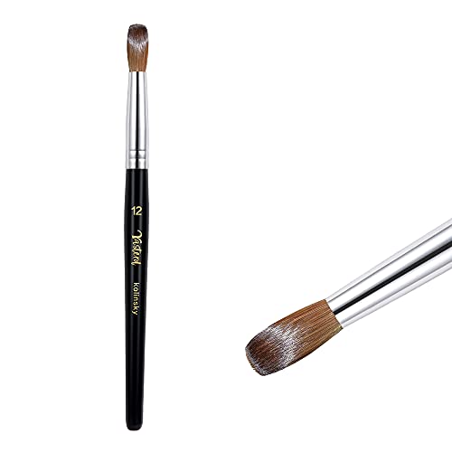 100% Kolinsky Acrylic Nail Brush Size 12, Round Oval Crimped Shaped Sturdy Wooden Handle Acrylic Powder Nail Art Brush Professional Manicure Pedicure for DIY Home Salon