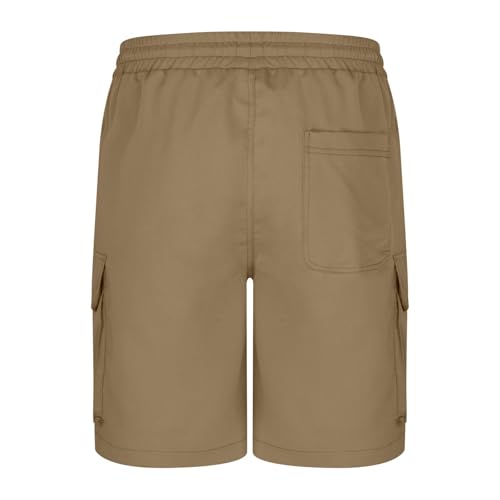 Image of Men's Cargo Sweat Shorts Casual Drawstring Elastic Waist Athletic Workout Gym Jogger Shorts with Multi Pockets