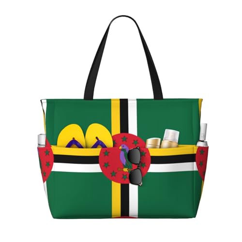 Flag of the Commonwealth of Dominica It is a large-capacity beach travel bag made of 100% polyester and has 7 pockets that can hold a lot of items.
