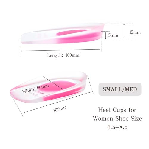 Image of Gel Silicone Heel Cups, Heel Cushions for Heel Pain Spur Relief Plantar Fasciitis, Shoe Pads for Women Size 4.5-8.5, 2 Pairs