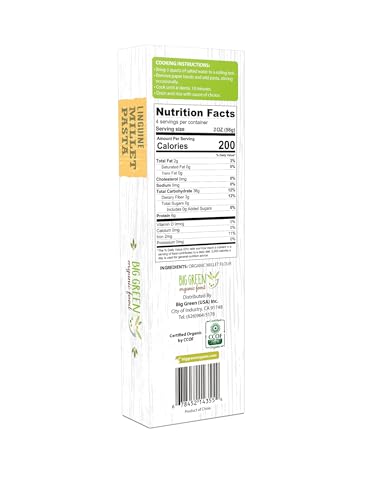 Big Green Organic Food- Organic Millet Linguine, Gluten-Free, Lectin-Free, Non-GMO, Vegan, Wheat and Rice Alternative, 8.8oz (2 Pack) image 4