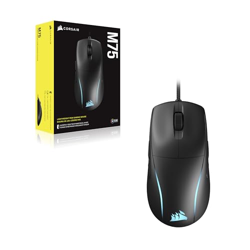 Corsair M75 Wired RGB Souris de Jeu FPS Légère – 26 000 DPI – Boutons Latéraux Interchangeables – PC – Noir