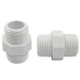 Murtenze Pipe Fitting, G3/4 Male Thread Hex Nipple - Versatile Hose Connector for Water Tanks - PVC Plastic - White Finish - Pack of 2