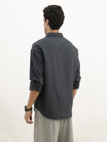 WROGN Men's Cotton Blend Oversized Shirt Teal Blue M - Image 4