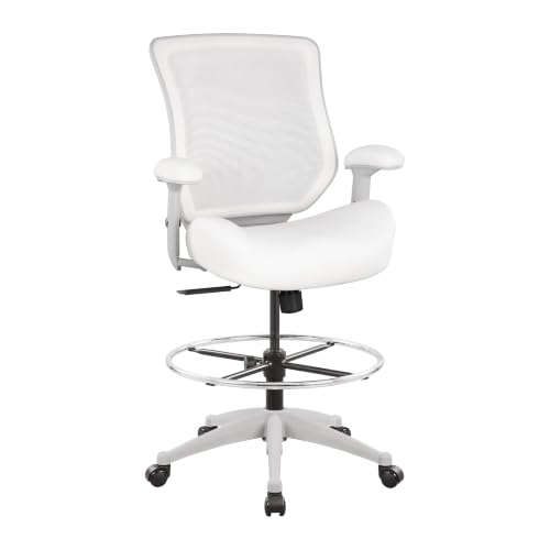 Image of BOLISS 400lbs Mesh Ergonomic Office Drafting Chair Big Adjustable Foot Ring Height Adjustable Armrest (Wht)