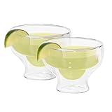 Oggi Margarita Lot de 2 verres isothermes à double paroi, parfaits pour les margaritas et les cocktails, restent frais plus longtemps, même à l'extérieur, visuellement superbe, 300 ml