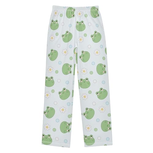 Frog Faces Flower Dots Boys Pants for Kids Jogger Pants with Pockets S-XL
