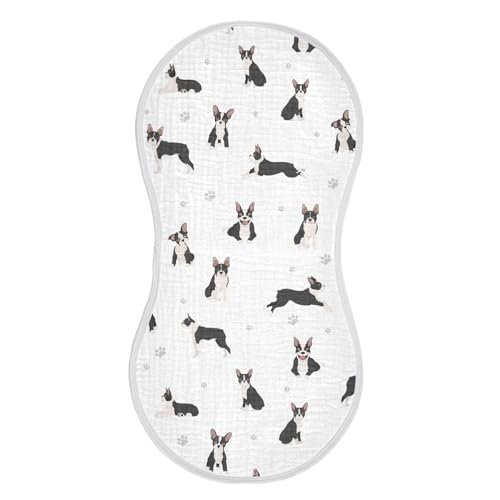 vvfelixl Muslin Burp Cloths Boston Terrier Dog Baby Washcloths for Baby Girl Boys 2 Pack