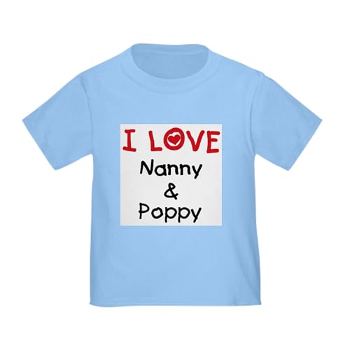 CafePress I Love Nanny and Poppy Toddler T Shirt Toddler Graphic Tee, 100% Cotton Baby Blue