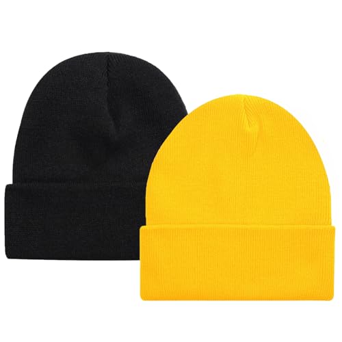 Image of ZOORON 1&2 Packs Beanie for Men Women Men's Beanie Hat Acrylic Knit Cuff Beanie Cap Slouchy Knit Skull Cap Warm Winter hat
