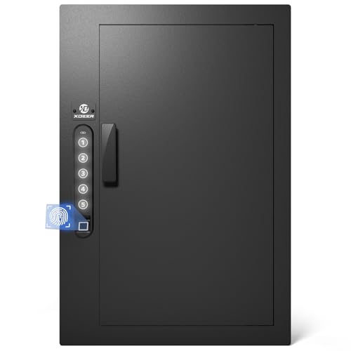 Image of XDeer Security Flat Wall Safes In-Wall Hidden Biometric Fingerprint Safes Electronic Hidden Safes with Numeric Keypad Protecting Handguns, Money, Jewelry, Passports - for Home or Business