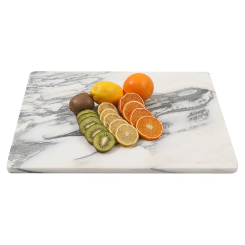 Tabla de Cortar de Mármol para Cocina, 50,8 x 40,64 cm, Blanca, con Patas Antideslizantes, para Repostería, Quesos, Charcutería y Chocolate miniatura 1