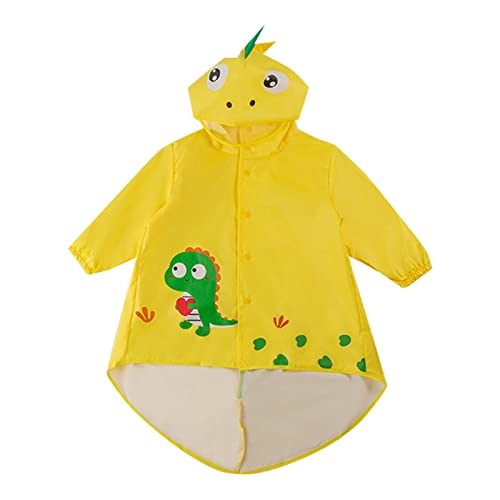 RNTOP Lightweight Kids Hooded Rain Poncho Toddler Boys Girls Raincoat Water-Proof Coverall (H1-Yellow, 6-7 Years)