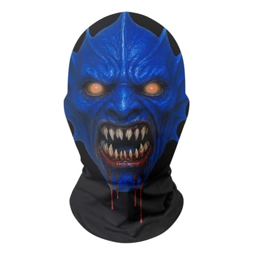 Red Plume 3D Breathable Balaclava Masks Full Face Cover Halloween Neck Gaiter Mesh Ghost Hood Headwear Bandana Head Wrap