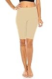 95% Baumwolle, 5% Elasthan FUNGO Leggings Für Damen 1/2 Länge Capri Damen Sporthose Bunte Yoga Leggins F12 (Beige, 46)