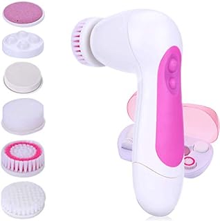 MOSCHOW 6-in-1 Facial Cleansing Brush with Case, Waterproof Face Brush with 6 Brush