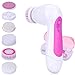 MOSCHOW 6-in-1 Facial Cleansing Brush with Case, Waterproof Face Brush with 6 Brush Heads and a Protective Travel Case for Deep Cleansing, Gentle Exfoliating and Removing Blackhead (Battery Operated)