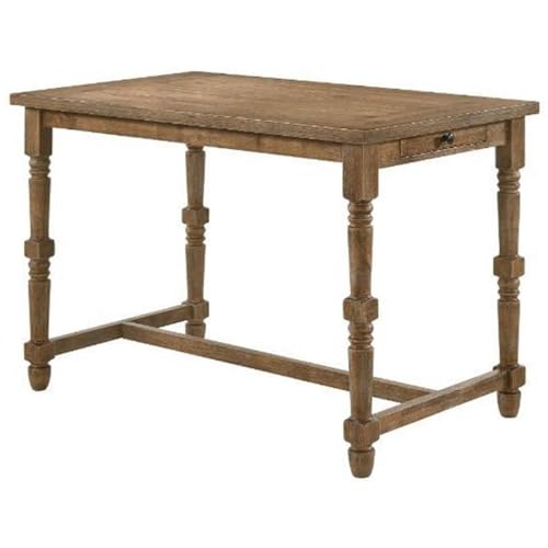 Acme Farsiris Rectangular Wooden 1-Drawer Counter Height Table in Weathered Oak