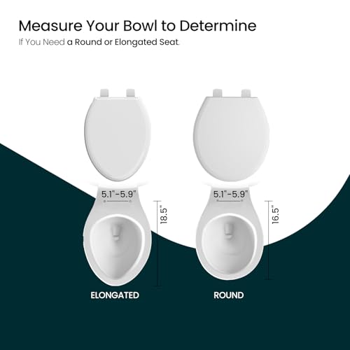 R&T Toilet Seat Round B1099, Heavy-Duty up to 440 lbs, Slow Close, Non Slip and Easy to Keep Clean, Easy to Install, White Premium PP Material - Thumbnail 6