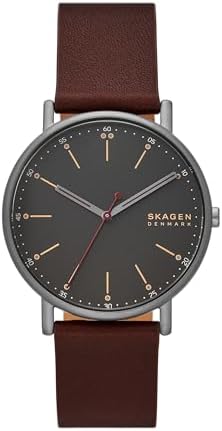 Skagen Signatur Watch for men, Quartz Movement with Stainless steel Leather strap