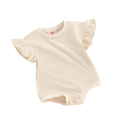 Baby Girl Clothes Summer Outfit Solid Color Flutter Sleeve Bodysuit Onesie Infant Girl Clothes Toddler Jumpsuit