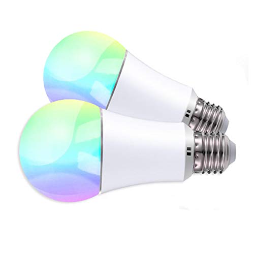 jinvoosm tipo WiFi Smart E27 Bombilla LED, Regulable, RGB + Blanco Cálido, 16 millones de Multi Color DIMM Bar, compatible con iOS/Android, funciona con Alexa Echo y Google Assistant, 6 W