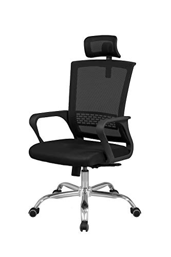  duehome Silla de Oficina Ergonomica, Silla para Escritorio o Estudio, Modelo Maxx Negro, Medidas: 59,5 cm (Ancho) x 60 cm (Fondo) x 113-122 cm (Alto) 