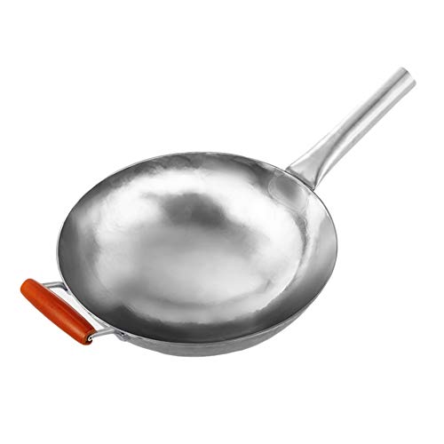 QUSYZD Wok Ligero de Titanio Antiadherente, antioxidante, con Fondo Redondo y Saludable, sin Revestimiento, Resistente al Desgaste y a la corrosión, b, 36 cm, B-32 cm,B-32CM
