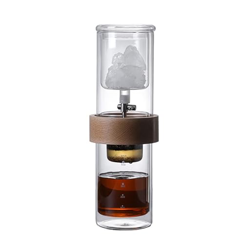 Cafetera de goteo Cold Brew, diseño de doble capa con tasa de goteo ajustable, capacidad de 500 ml, gotero de hielo desmontable para uso doméstico y de oficina