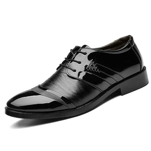 Mens Lace Up Dress Shoes Modern Formal Business Casual Office Suit Tuxedo Patent Leather Oxford Shoes