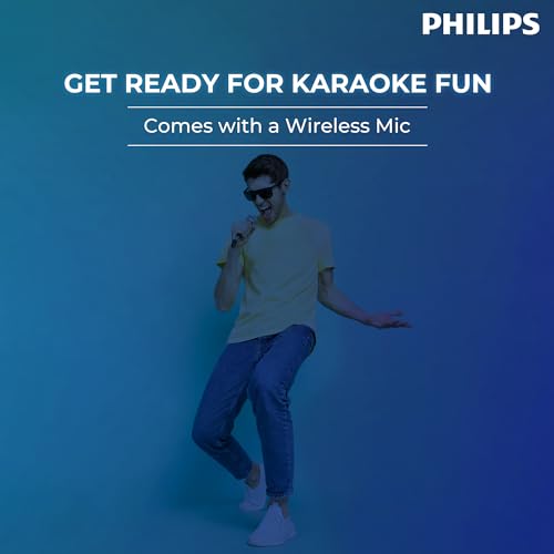 Image of Philips Audio SPA9160 2.0CH 160W Multimedia Tower Speakers with Wireless Microphone,Multi-Connectivity Option with Supporting USB, AUX, FM,Mic & Thumping Bass with Karaoke(Black)