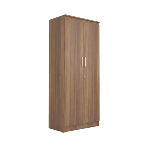 Image of Amazon Brand - Solimo Duo Plus 2 Door Engineer Wood Wardrobe for Clothes Storage with Hanging Hanger for Bedroom, Living Room, Cupboard, Wooden Almirah - Leon Teak