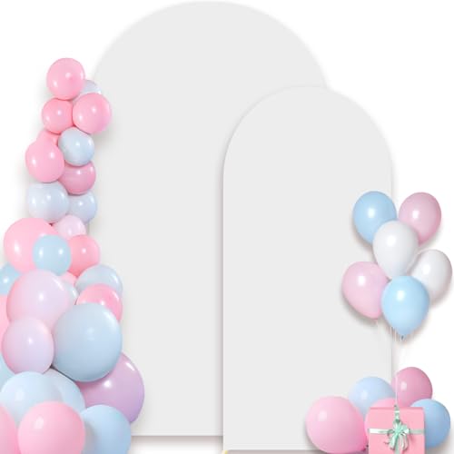 Housse pour arche de mariage blanche en élasthanne extensible, lot de 2 pièces (1m80 et 2m30)