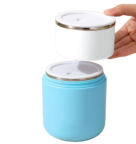 Image of House of Quirk 304 Stainless Steel Lunch Box - 820ml Double-Layer Portable Bento Box with Lid for Office Workers & Students (Purple /Blue)