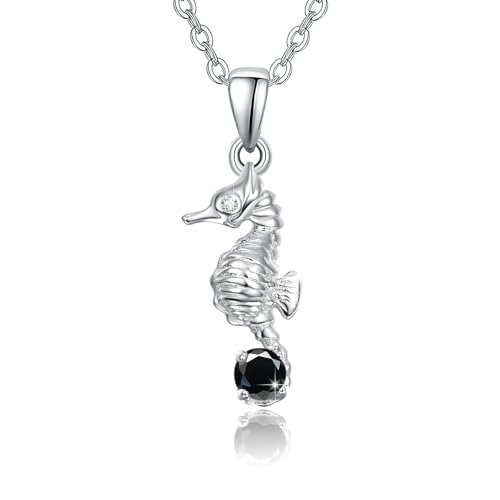 PARYFO Collier hippocampe pour femme - En argent sterling 925 - Pierre de lune/opale/zircon - Pendentif hippocampe - Cadeau pour femme, fille, enfant, épouse,...